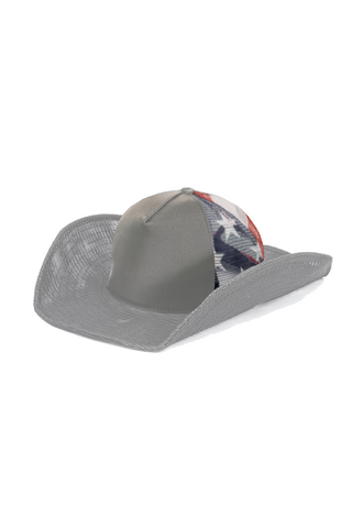 GRAY USA MESH COWBOY SNAPBACK: 5 PANEL - BLANK