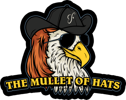 MULLET OF HATS - VINYL STICKER - Cowboy Snapback